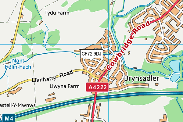 CF72 9DJ map - OS VectorMap District (Ordnance Survey)