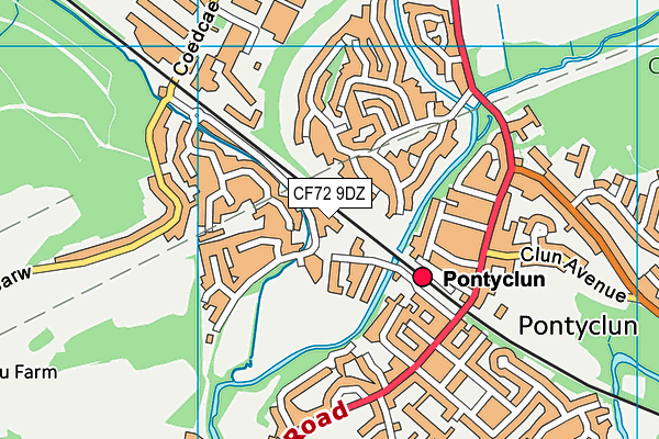 CF72 9DZ map - OS VectorMap District (Ordnance Survey)