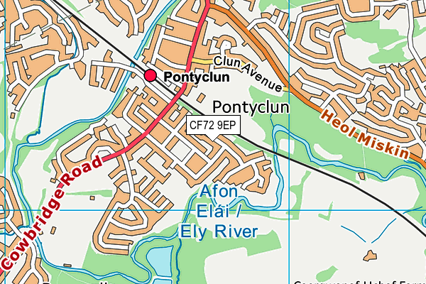 CF72 9EP map - OS VectorMap District (Ordnance Survey)