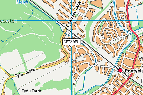 CF72 9EU map - OS VectorMap District (Ordnance Survey)