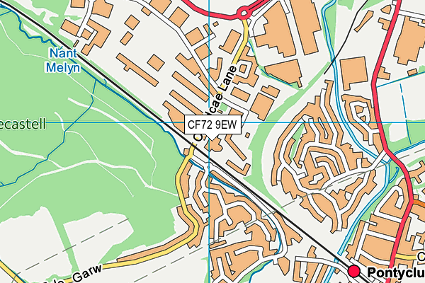 CF72 9EW map - OS VectorMap District (Ordnance Survey)