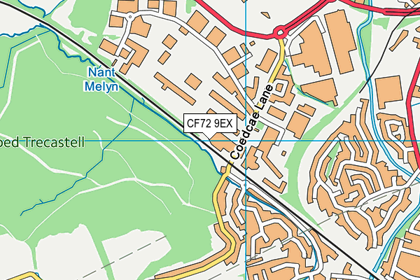 CF72 9EX map - OS VectorMap District (Ordnance Survey)