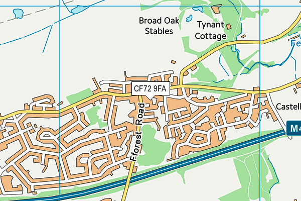 CF72 9FA map - OS VectorMap District (Ordnance Survey)