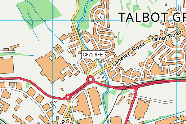 CF72 9FE map - OS VectorMap District (Ordnance Survey)