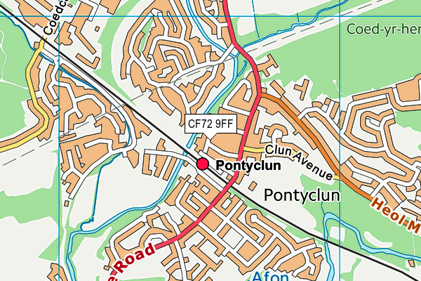 CF72 9FF map - OS VectorMap District (Ordnance Survey)