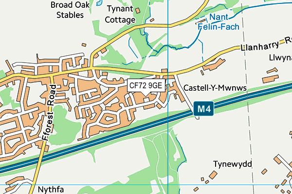 CF72 9GE map - OS VectorMap District (Ordnance Survey)