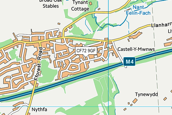 CF72 9GF map - OS VectorMap District (Ordnance Survey)