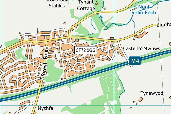 CF72 9GG map - OS VectorMap District (Ordnance Survey)