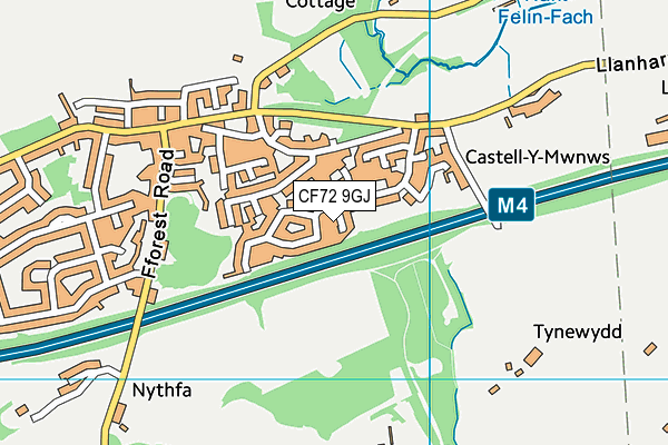 CF72 9GJ map - OS VectorMap District (Ordnance Survey)