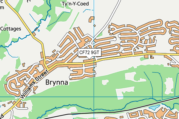 CF72 9GT map - OS VectorMap District (Ordnance Survey)