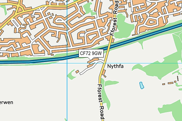 CF72 9GW map - OS VectorMap District (Ordnance Survey)
