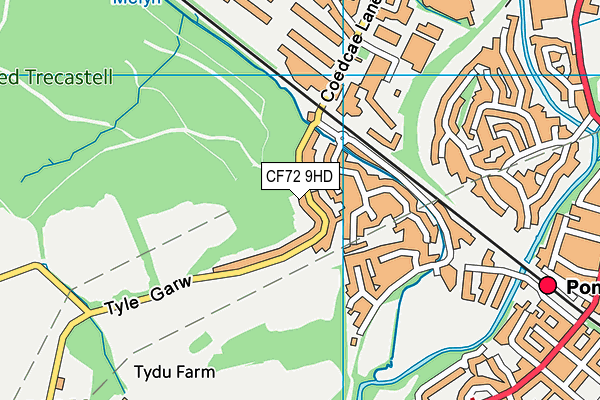 CF72 9HD map - OS VectorMap District (Ordnance Survey)