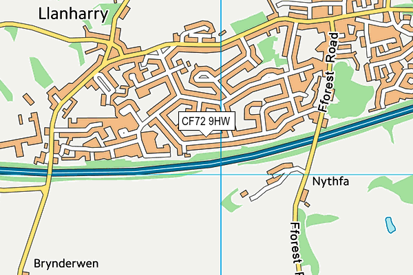 CF72 9HW map - OS VectorMap District (Ordnance Survey)