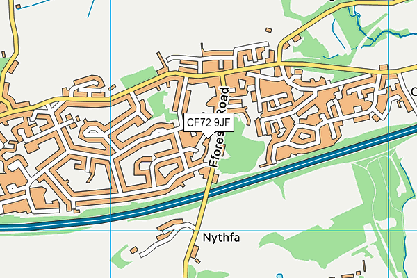 CF72 9JF map - OS VectorMap District (Ordnance Survey)