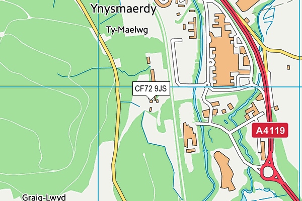 CF72 9JS map - OS VectorMap District (Ordnance Survey)