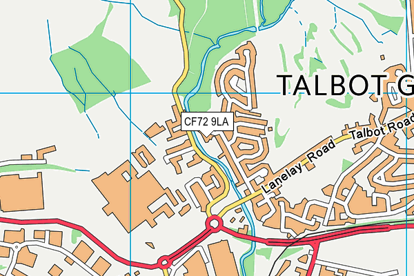 CF72 9LA map - OS VectorMap District (Ordnance Survey)