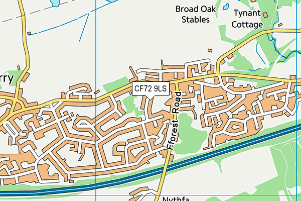 CF72 9LS map - OS VectorMap District (Ordnance Survey)