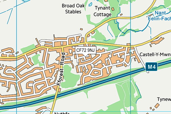 CF72 9NJ map - OS VectorMap District (Ordnance Survey)