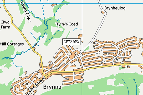 CF72 9PX map - OS VectorMap District (Ordnance Survey)