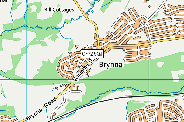 Brynnau Primary School map (CF72 9QJ) - OS VectorMap District (Ordnance Survey)
