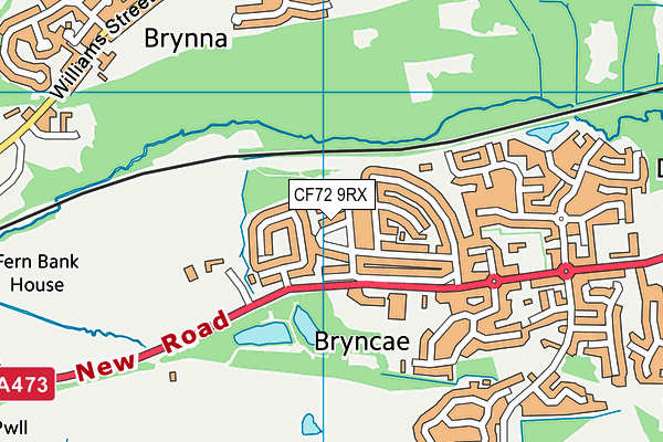 CF72 9RX map - OS VectorMap District (Ordnance Survey)