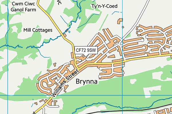 CF72 9SW map - OS VectorMap District (Ordnance Survey)