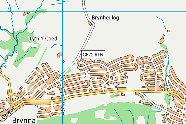 CF72 9TN map - OS VectorMap District (Ordnance Survey)