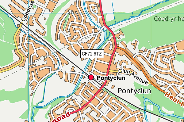 CF72 9TZ map - OS VectorMap District (Ordnance Survey)