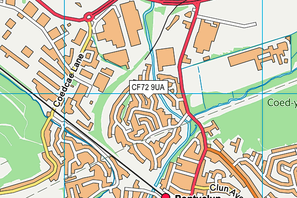 CF72 9UA map - OS VectorMap District (Ordnance Survey)
