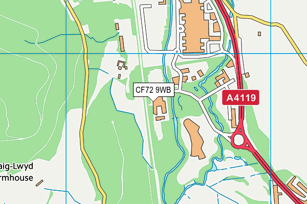 CF72 9WB map - OS VectorMap District (Ordnance Survey)