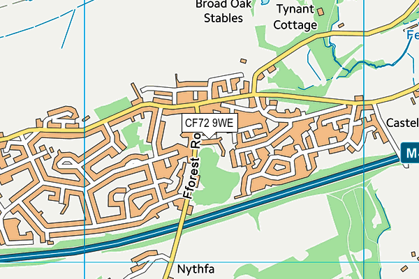 CF72 9WE map - OS VectorMap District (Ordnance Survey)