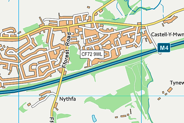 CF72 9WL map - OS VectorMap District (Ordnance Survey)