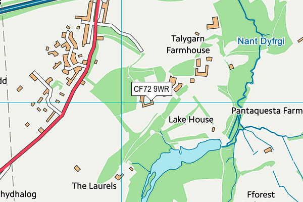 CF72 9WR map - OS VectorMap District (Ordnance Survey)