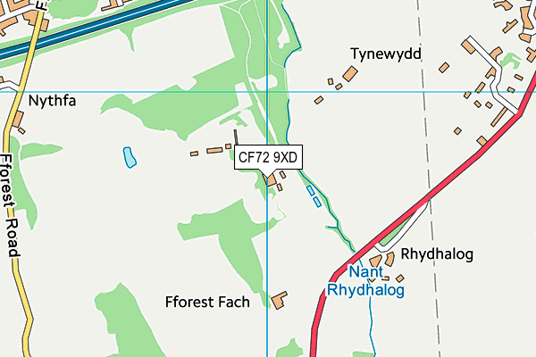 CF72 9XD map - OS VectorMap District (Ordnance Survey)