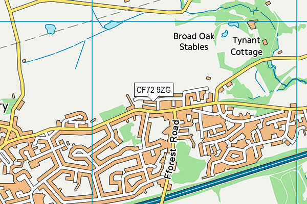 CF72 9ZG map - OS VectorMap District (Ordnance Survey)