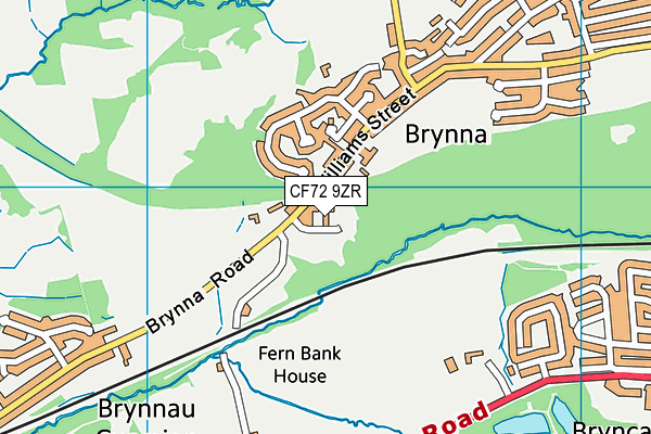 CF72 9ZR map - OS VectorMap District (Ordnance Survey)