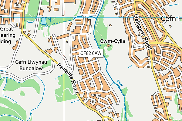 CF82 6AW map - OS VectorMap District (Ordnance Survey)