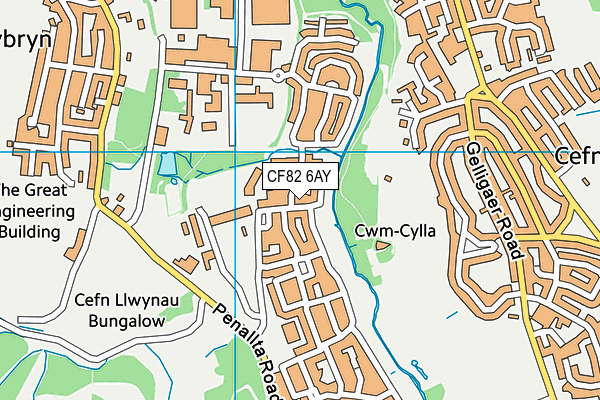 CF82 6AY map - OS VectorMap District (Ordnance Survey)