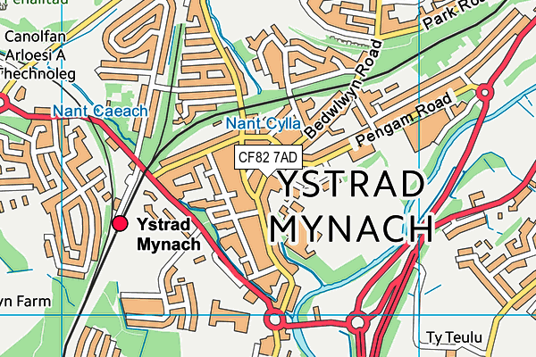 CF82 7AD map - OS VectorMap District (Ordnance Survey)