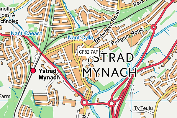 CF82 7AF map - OS VectorMap District (Ordnance Survey)