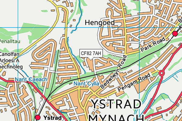 CF82 7AH map - OS VectorMap District (Ordnance Survey)