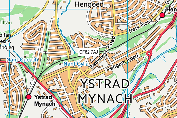 CF82 7AJ map - OS VectorMap District (Ordnance Survey)