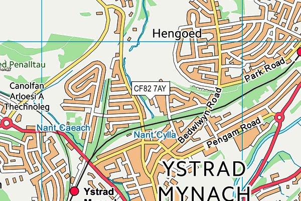 CF82 7AY map - OS VectorMap District (Ordnance Survey)