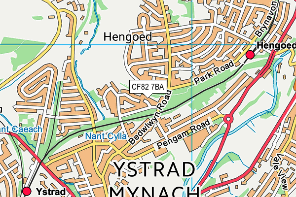 CF82 7BA map - OS VectorMap District (Ordnance Survey)