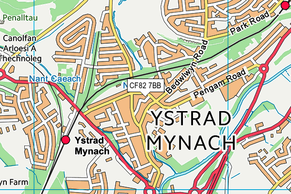 CF82 7BB map - OS VectorMap District (Ordnance Survey)