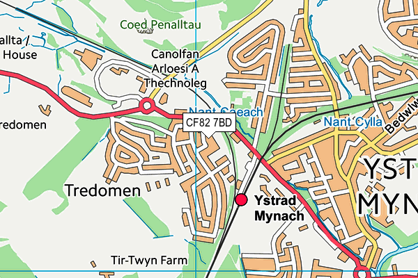 CF82 7BD map - OS VectorMap District (Ordnance Survey)