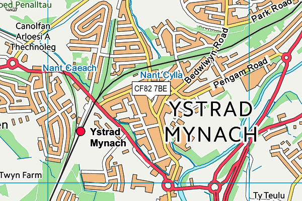 CF82 7BE map - OS VectorMap District (Ordnance Survey)