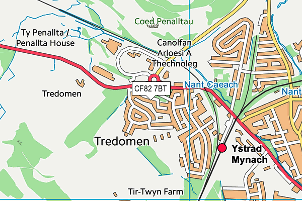 CF82 7BT map - OS VectorMap District (Ordnance Survey)