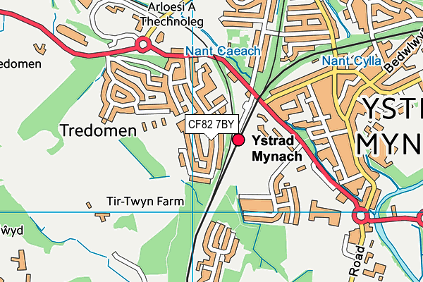 CF82 7BY map - OS VectorMap District (Ordnance Survey)