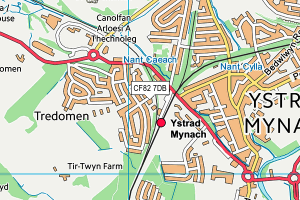 CF82 7DB map - OS VectorMap District (Ordnance Survey)